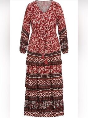 Aveology Women's Faye Tiered Maxi Dress